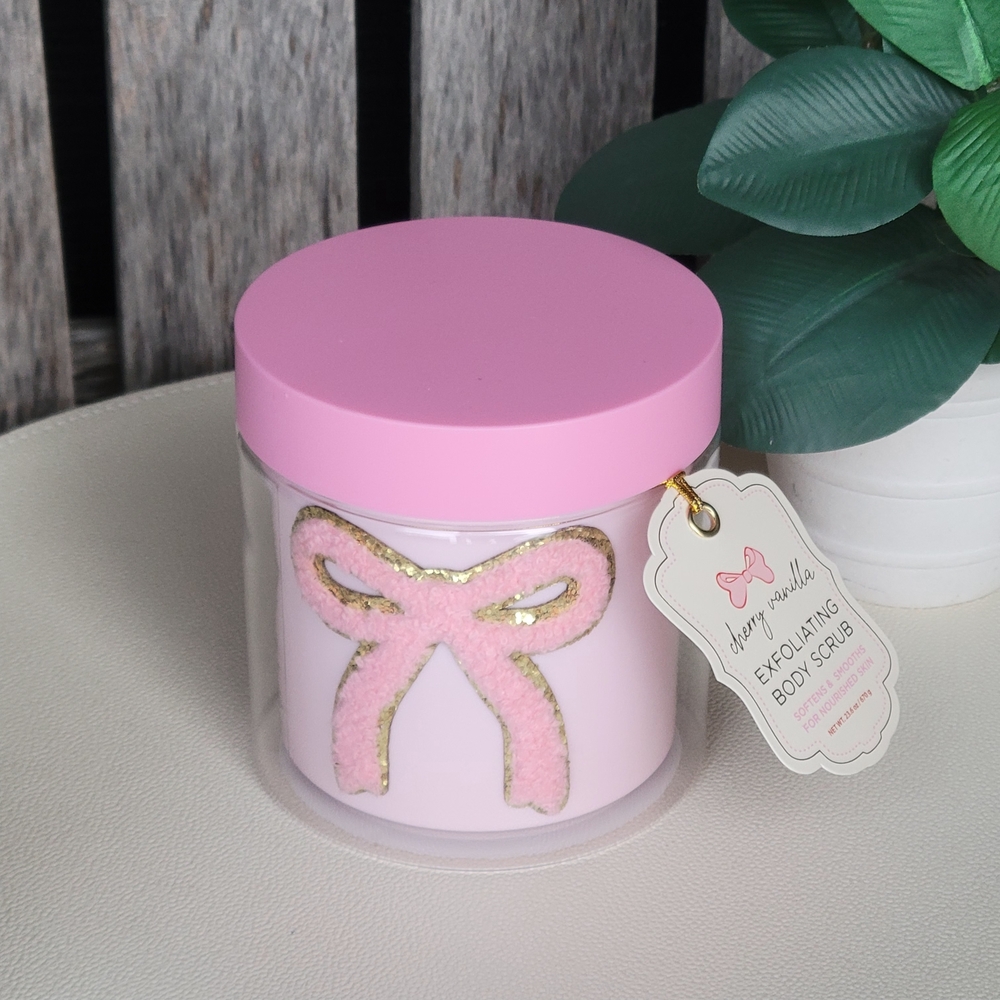 Cherry Vanilla Pink Exfoliating Body Scrub with Bow Design - Picture 6 of 8